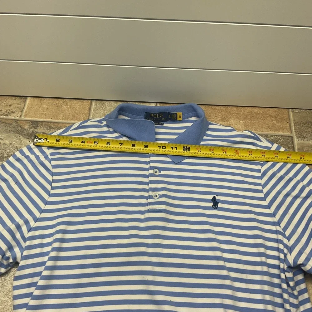 Polo Ralph Lauren Mens XL Classic Fit Striped Short Sleeve Polo Shirt Blue White